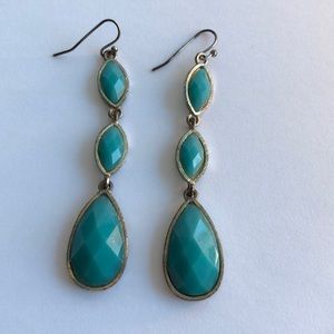 Three Tiered Turquoise Teardrop Earrings